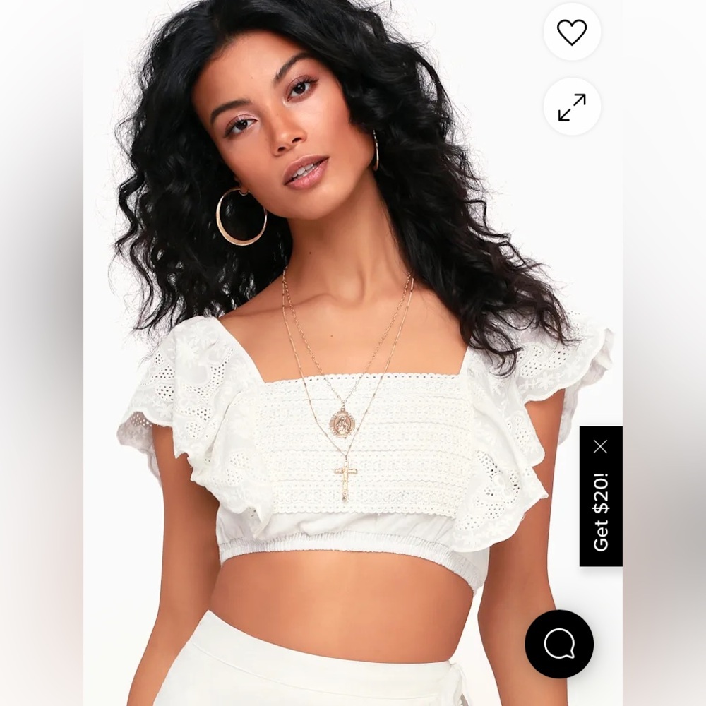 Some Days Lovin Revolve White Lace Boho Eyelet Crop Top S